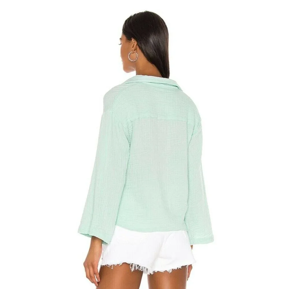 ELLEJAY Blake Blouse Mint Green Cotton Relaxed Fit XS NWT $138